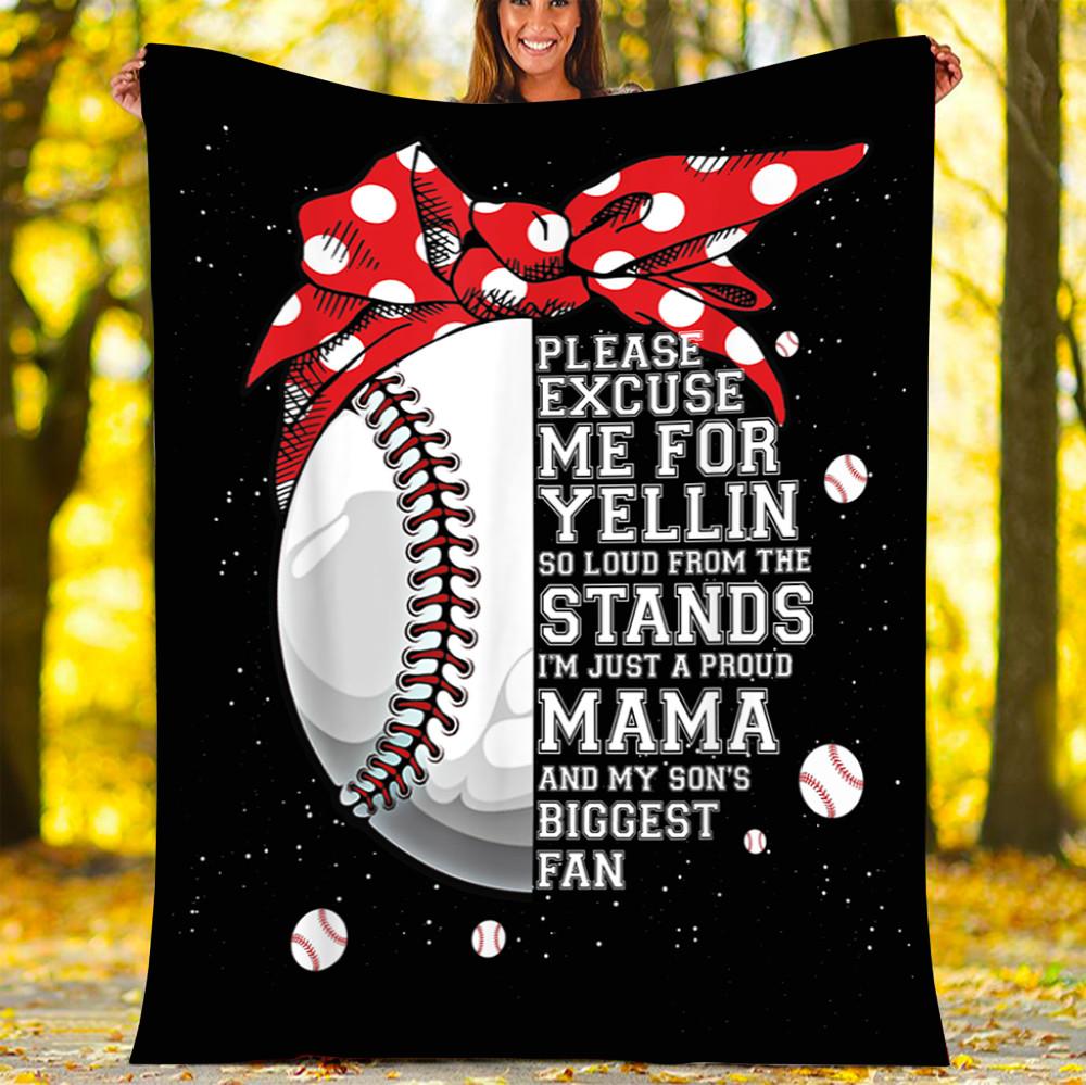 Custom Blanket Biggest Fan Baseball Mom Blanket - Gift For Mom - Fleece Blanket-A Loves Gift