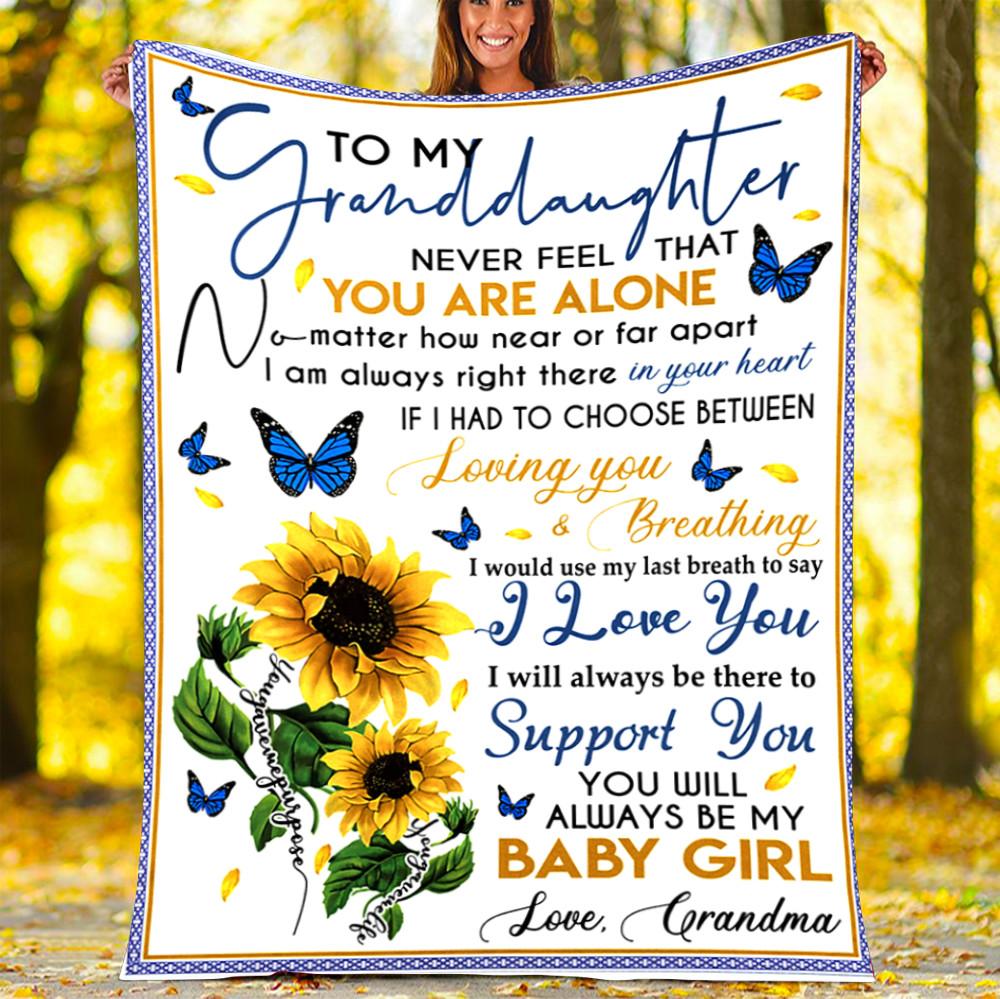Custom Blankets To My Granddaughter Blanket - Gift for Granddaughter - Fleece Blanket-A Loves Gift