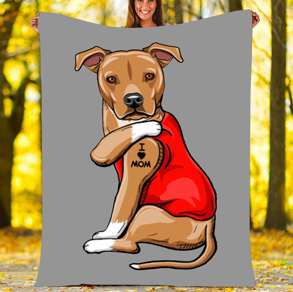 Custom Blanket I Love Mom Dog Blanket - Fleece Blanket-A Loves Gift