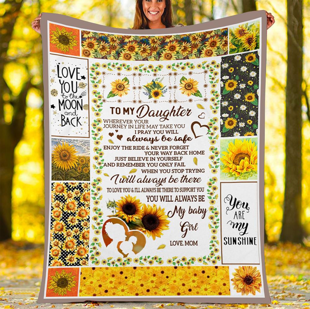Custom Blanket Sunflower To My Daughter Blanket - Gift For Daughter - Fleece Blanket-A Loves Gift