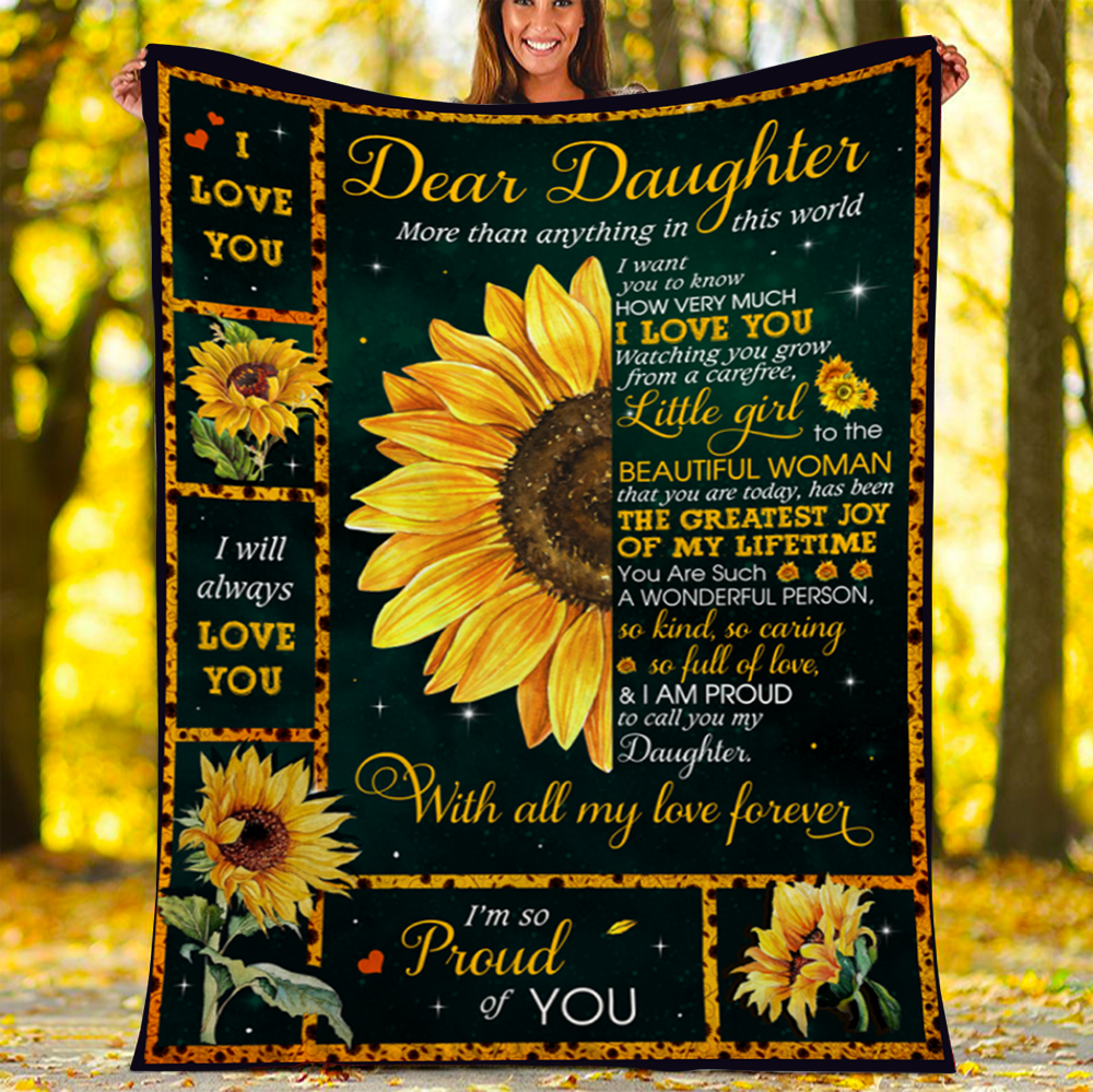 Custom Blanket Dear Daughter Blanket - Perfect Gift For Daughter - Fleece Blanket-A Loves Gift