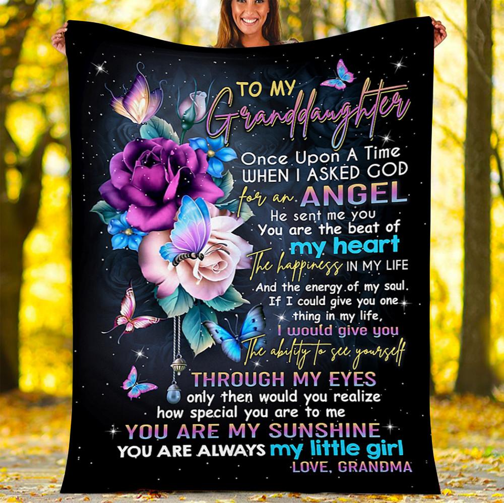 Custom Blanket To My Granddaughter Rose Blanket - Fleece Blanket-A Loves Gift
