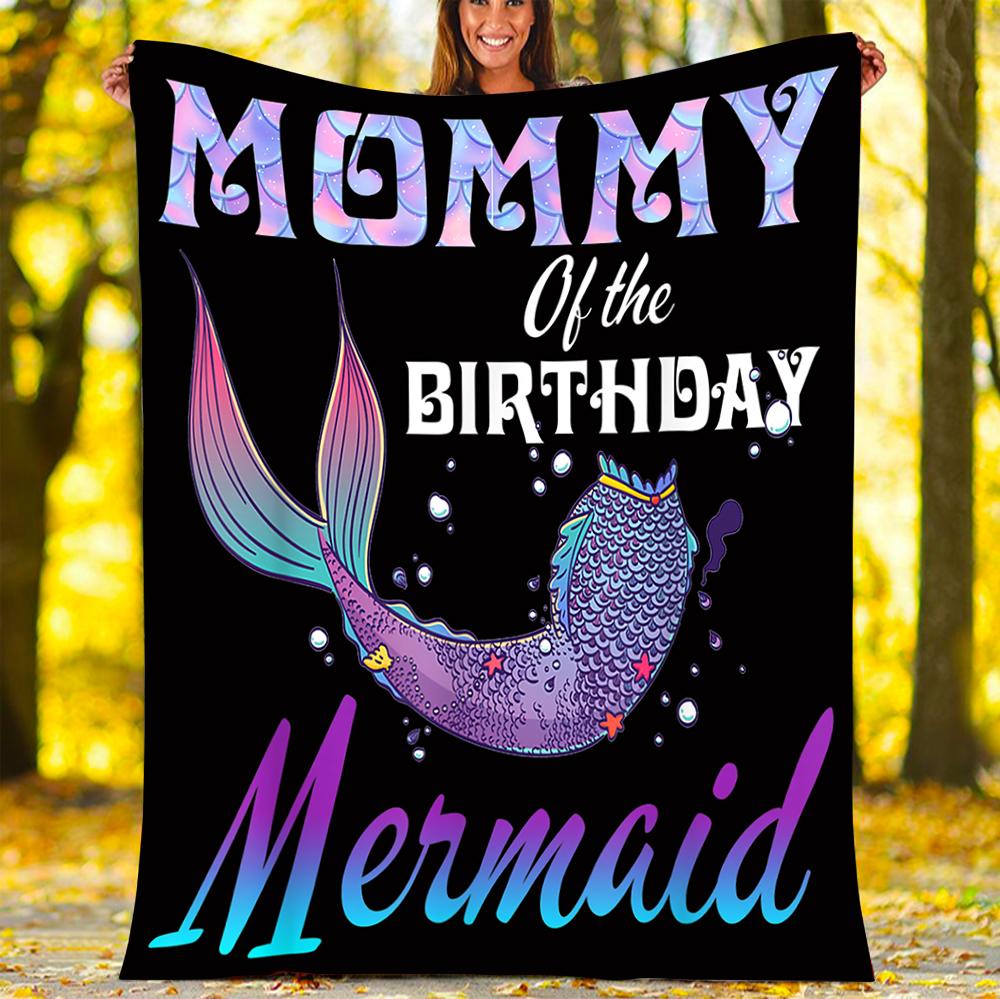 Custom Blanket Mommy of The Birthday Mermaid Blanket - Fleece Blanket-A Loves Gift