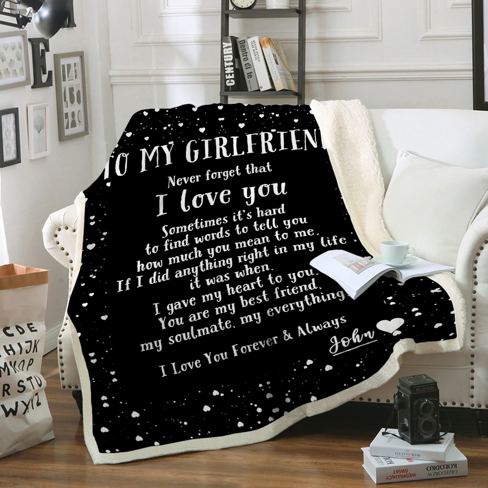 Custom Blankets Personalized Blanket - Perfect gift for Girlfriend - Sherpa Blanket-A Loves Gift