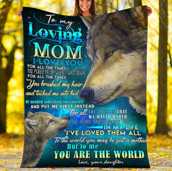 Wolf Custom Blanket To My Lovinng Mom Blanket - Perfect Gift For Mom - Fleece Blanket-A Loves Gift