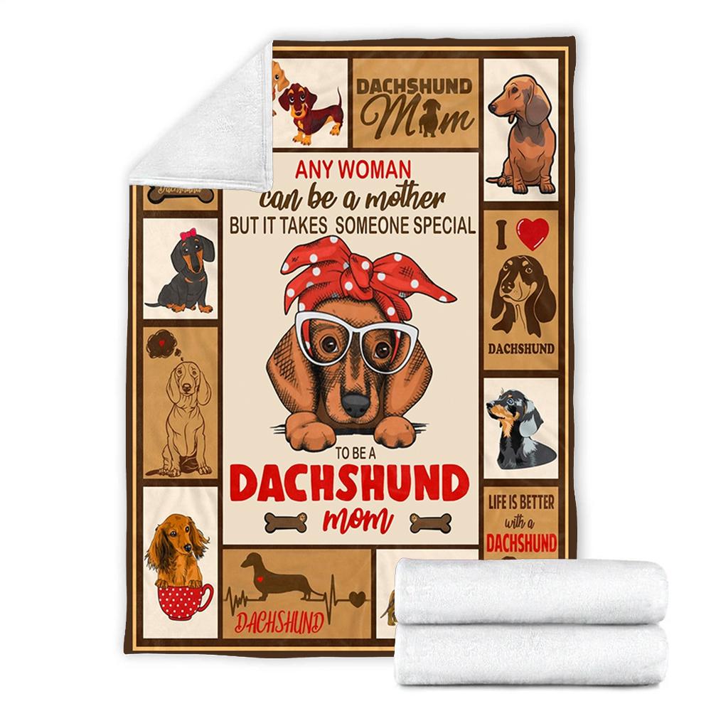 Custom Blanket Dachshund Mom Blanket - Gift For Mom 2 - Fleece Blanket-A Loves Gift