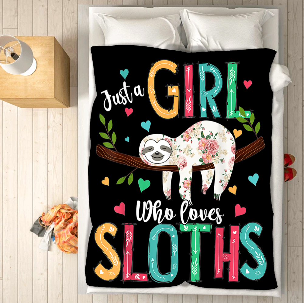 Custom Blankets Sloth Blanket - Gift For Girl - Fleece Blanket-A Loves Gift