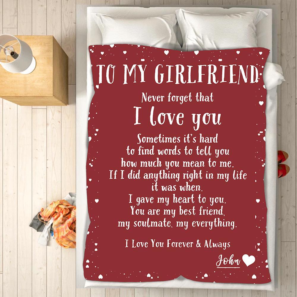 Custom Blankets To My Girlfriend Personalized Blanket with Your Name - Fleece Blanket-A Loves Gift
