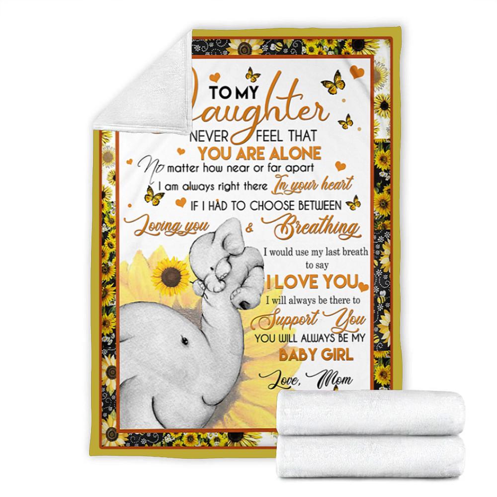 Custom Blanket Elephant To My Daughter Blanket - Gift For Daughter - Fleece Blanket-A Loves Gift