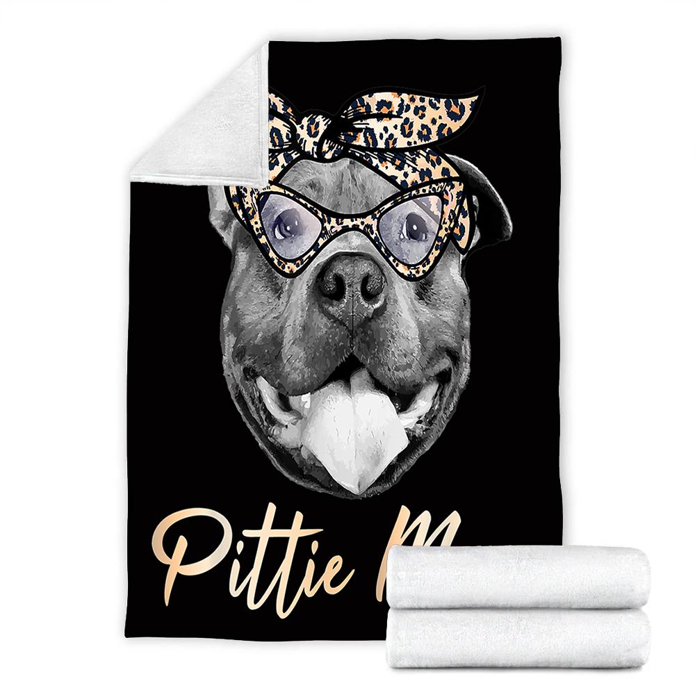 Custom Blanket Pittie Mom Cute Pitbull Mama Leopard Blanket - Fleece Blanket-A Loves Gift