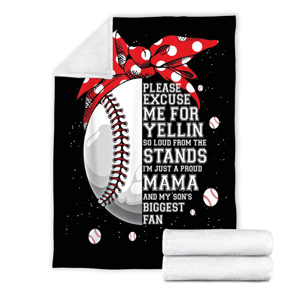 Custom Blanket Biggest Fan Baseball Mom Blanket - Gift For Mom - Fleece Blanket-A Loves Gift