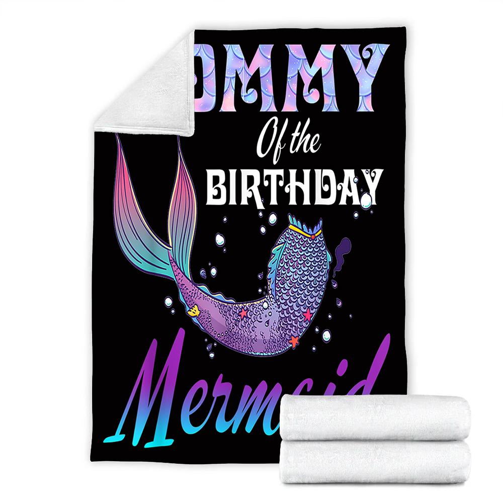 Custom Blanket Mommy of The Birthday Mermaid Blanket - Fleece Blanket-A Loves Gift