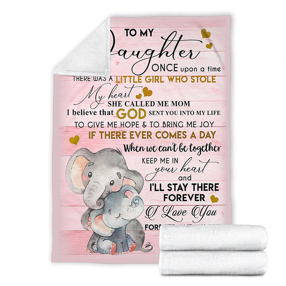 Elephant Custom Blanket To My Daughter Blanket - Gift For Daughter - Fleece Blanket-A Loves Gift