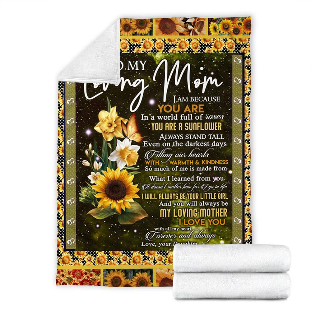 Custom Blanket Sunflower To My Loving Mom Blanket - Fleece Blanket-A Loves Gift