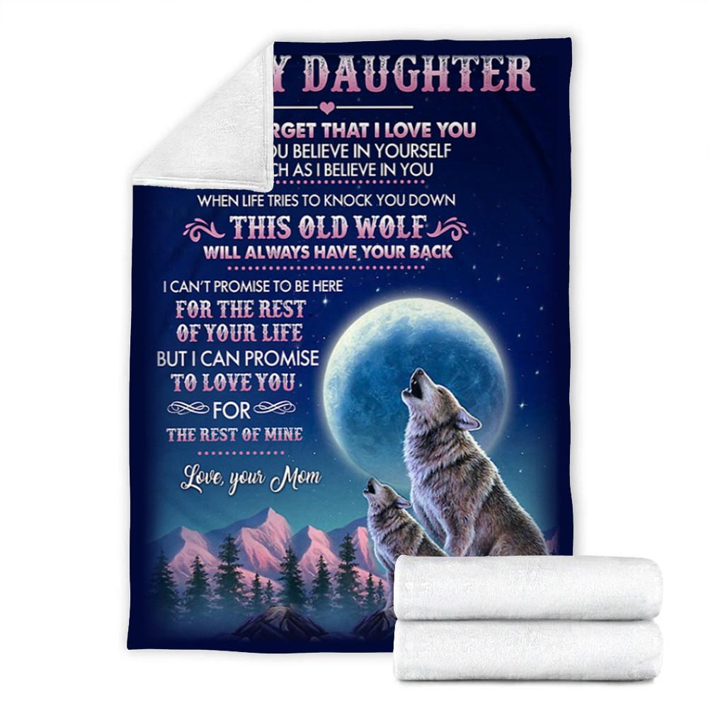 Custom Blanket Wolf To my Daughter Blanket - Gift For Daughter - Fleece Blanket-A Loves Gift