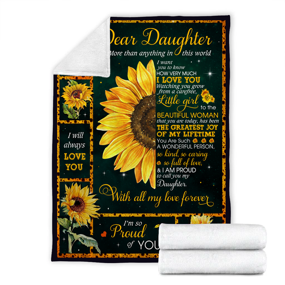Custom Blanket Dear Daughter Blanket - Perfect Gift For Daughter - Fleece Blanket-A Loves Gift