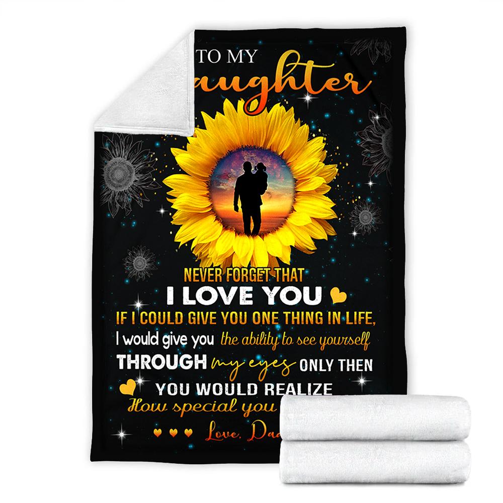 Custom Blanket Sunflower To My Daughter Blanket - Gift For Daughter - Fleece Blanket-A Loves Gift