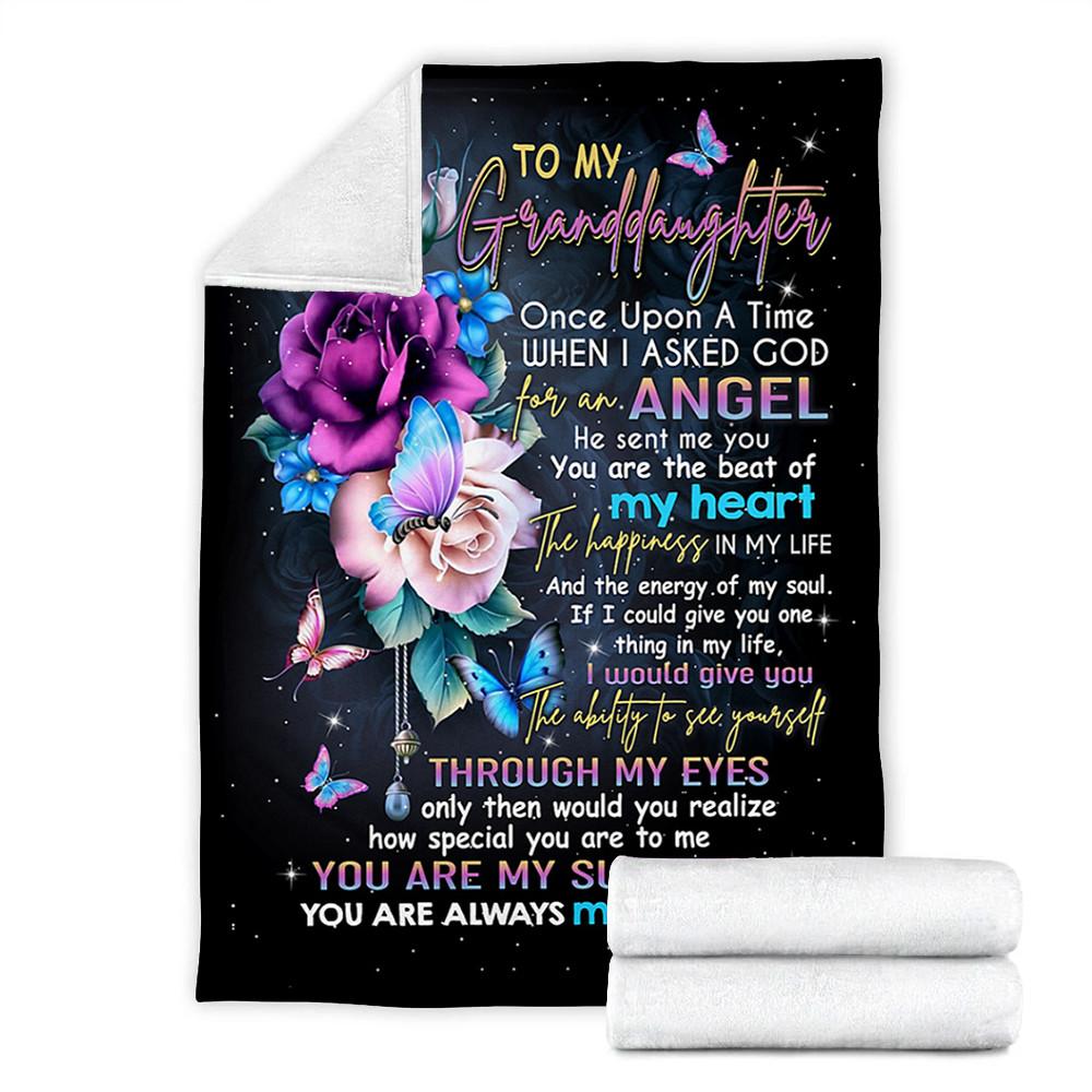 Custom Blanket To My Granddaughter Rose Blanket - Fleece Blanket-A Loves Gift
