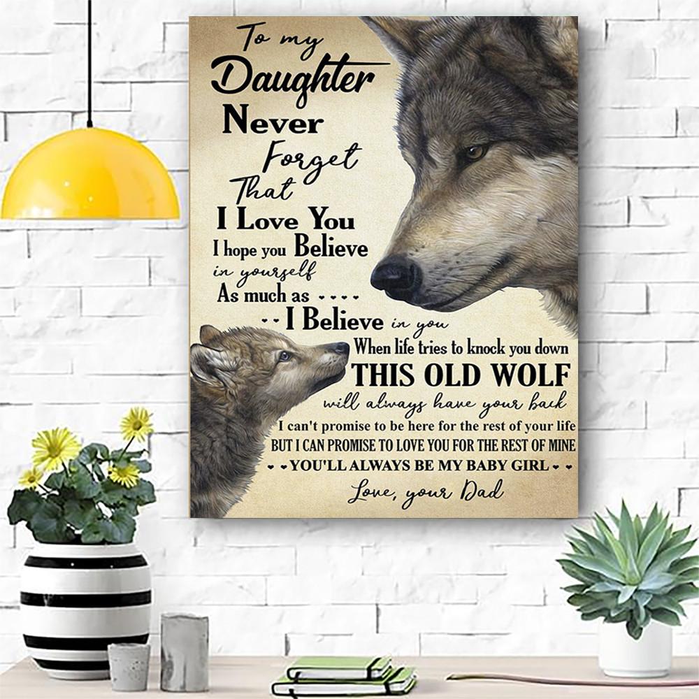 Wolf Canvas Prints Wall Art - To My Daughter - Matte Canvas-A Loves Gift