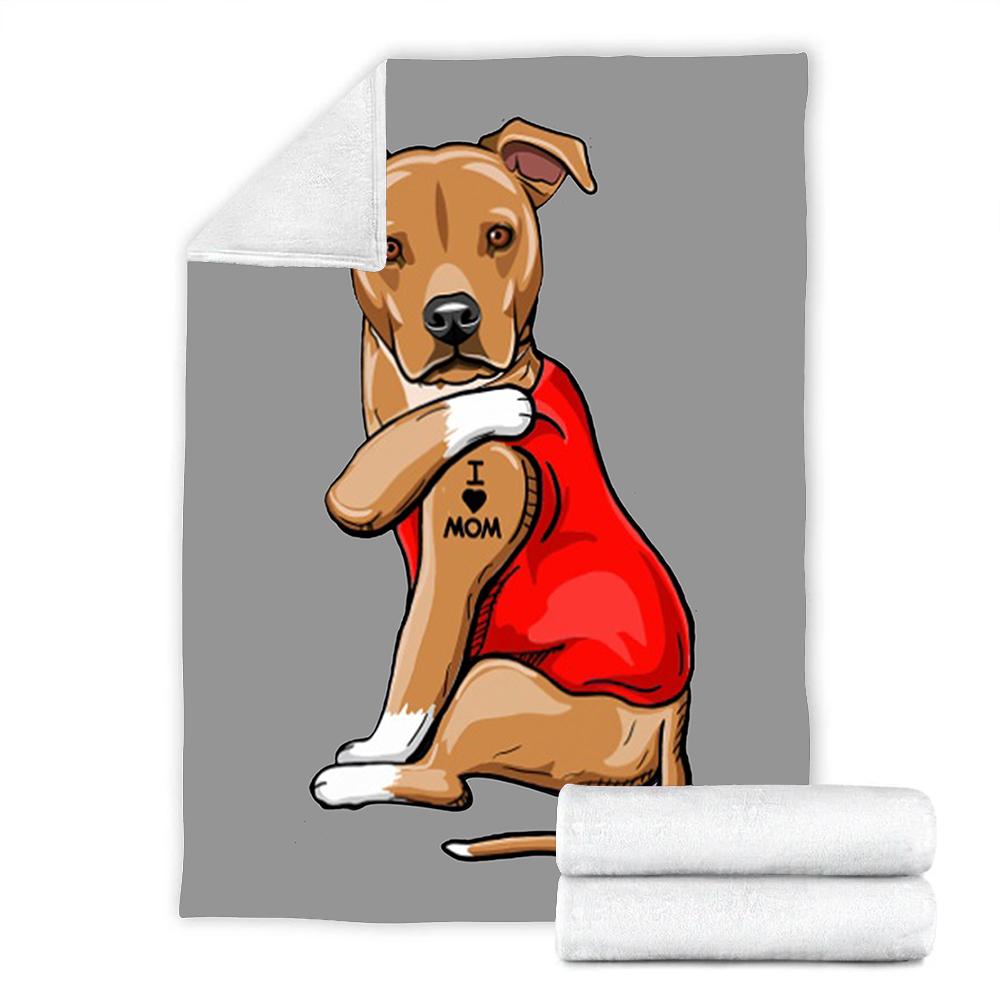 Custom Blanket I Love Mom Dog Blanket - Fleece Blanket-A Loves Gift