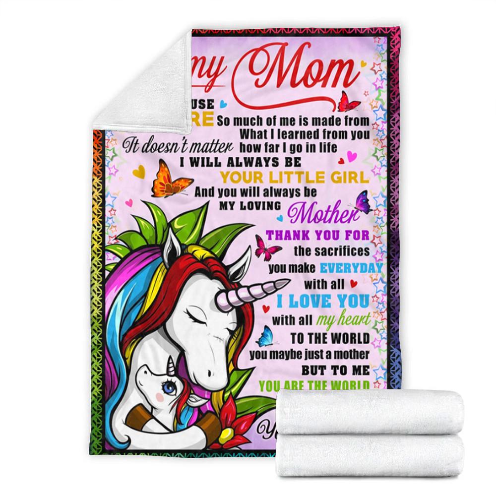 Custom Blanket Unicorn To My Mom Blanket - Gift For Mom - Fleece Blanket-A Loves Gift