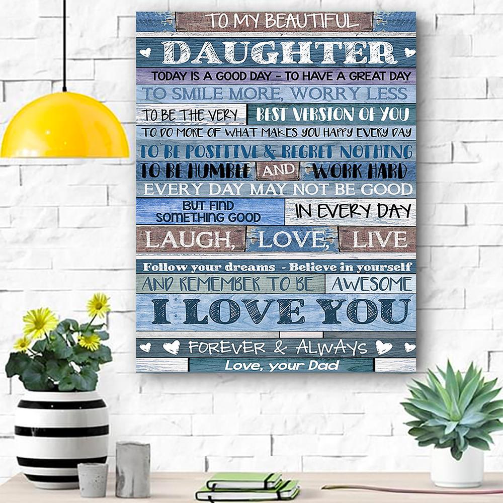 To My Daughter Canvas Prints Wall Art - Matte Canvas-A Loves Gift