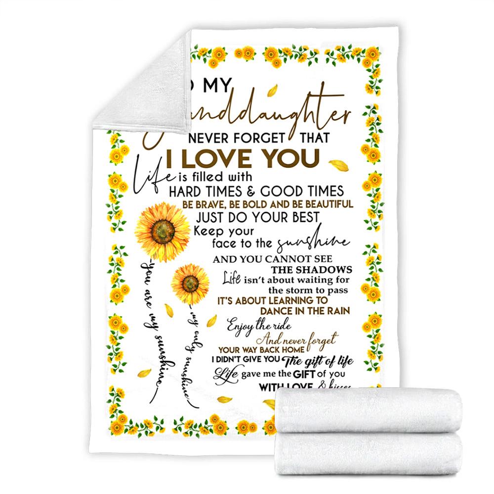 Custom Blanket Sunflower To My Granddaughter Blanket - Fleece Blanket-A Loves Gift