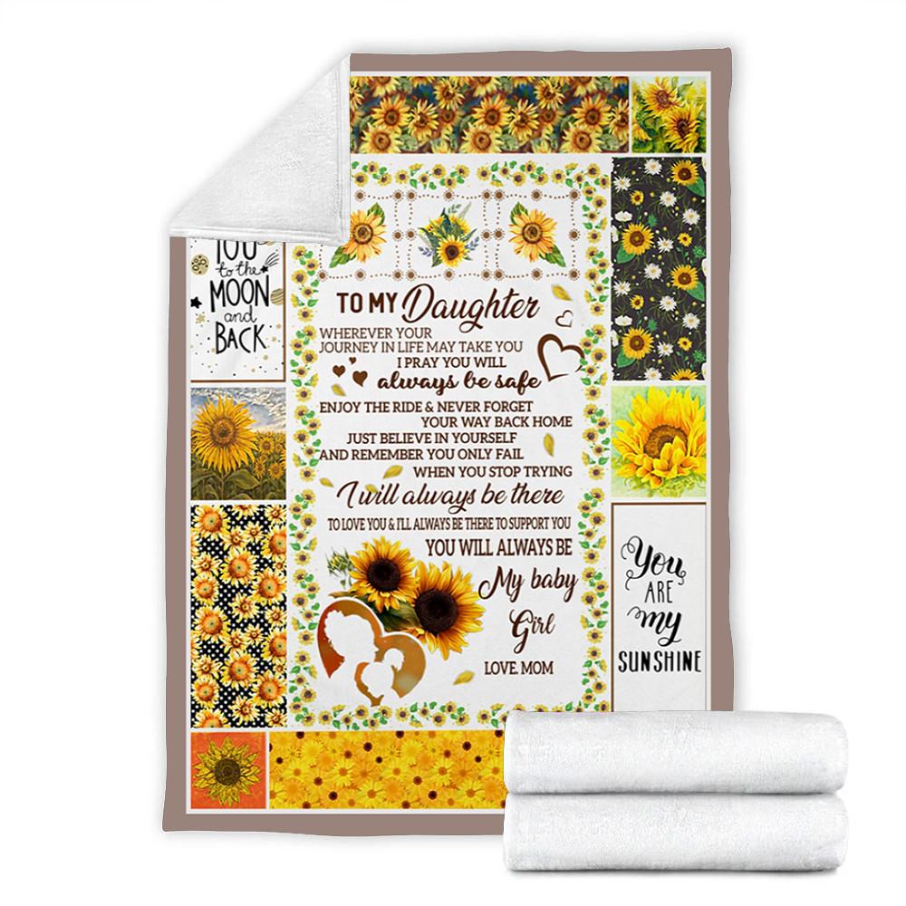 Custom Blanket Sunflower To My Daughter Blanket - Gift For Daughter - Fleece Blanket-A Loves Gift