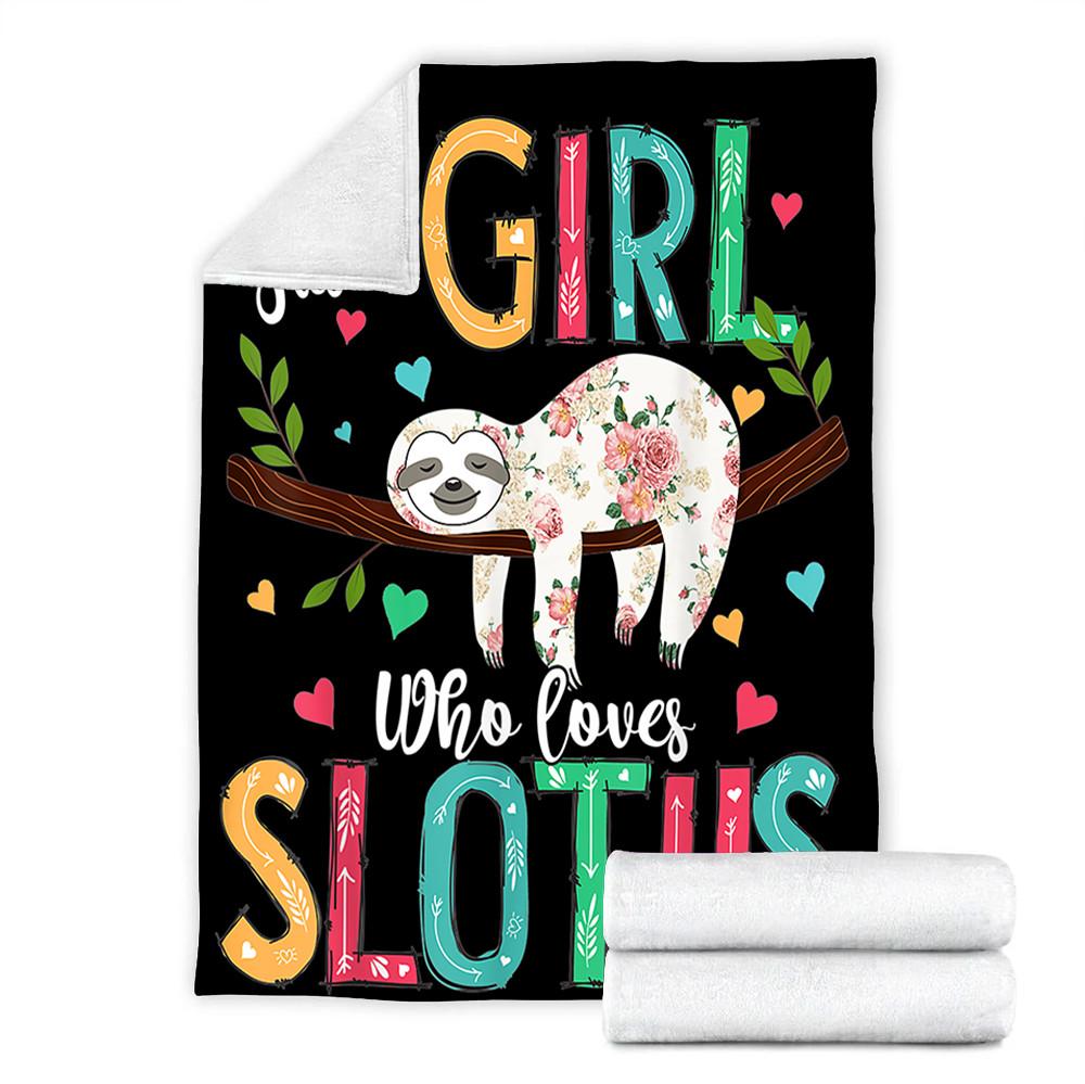 Custom Blankets Sloth Blanket - Gift For Girl - Fleece Blanket-A Loves Gift