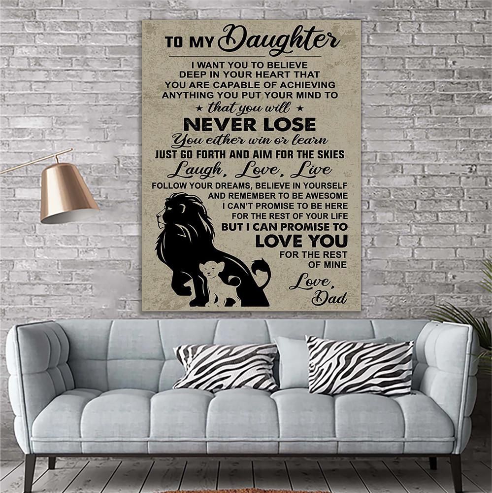 Lion Canvas Prints Wall Art - Perfect Gift For Daughter - Matte Canvas-A Loves Gift