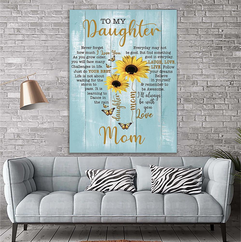 Sunflower To My Daughter Canvas Print Wall Art - Matte Canvas-A Loves Gift