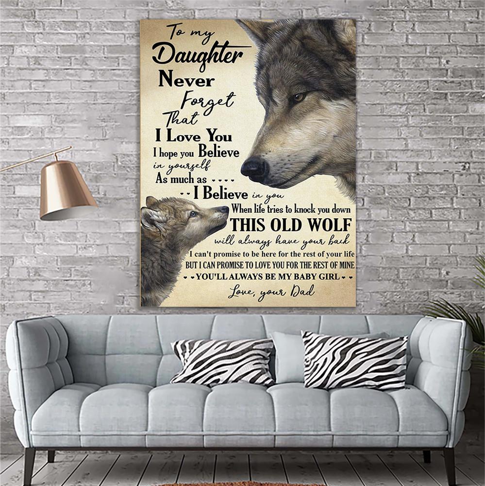 Wolf Canvas Prints Wall Art - To My Daughter - Matte Canvas-A Loves Gift