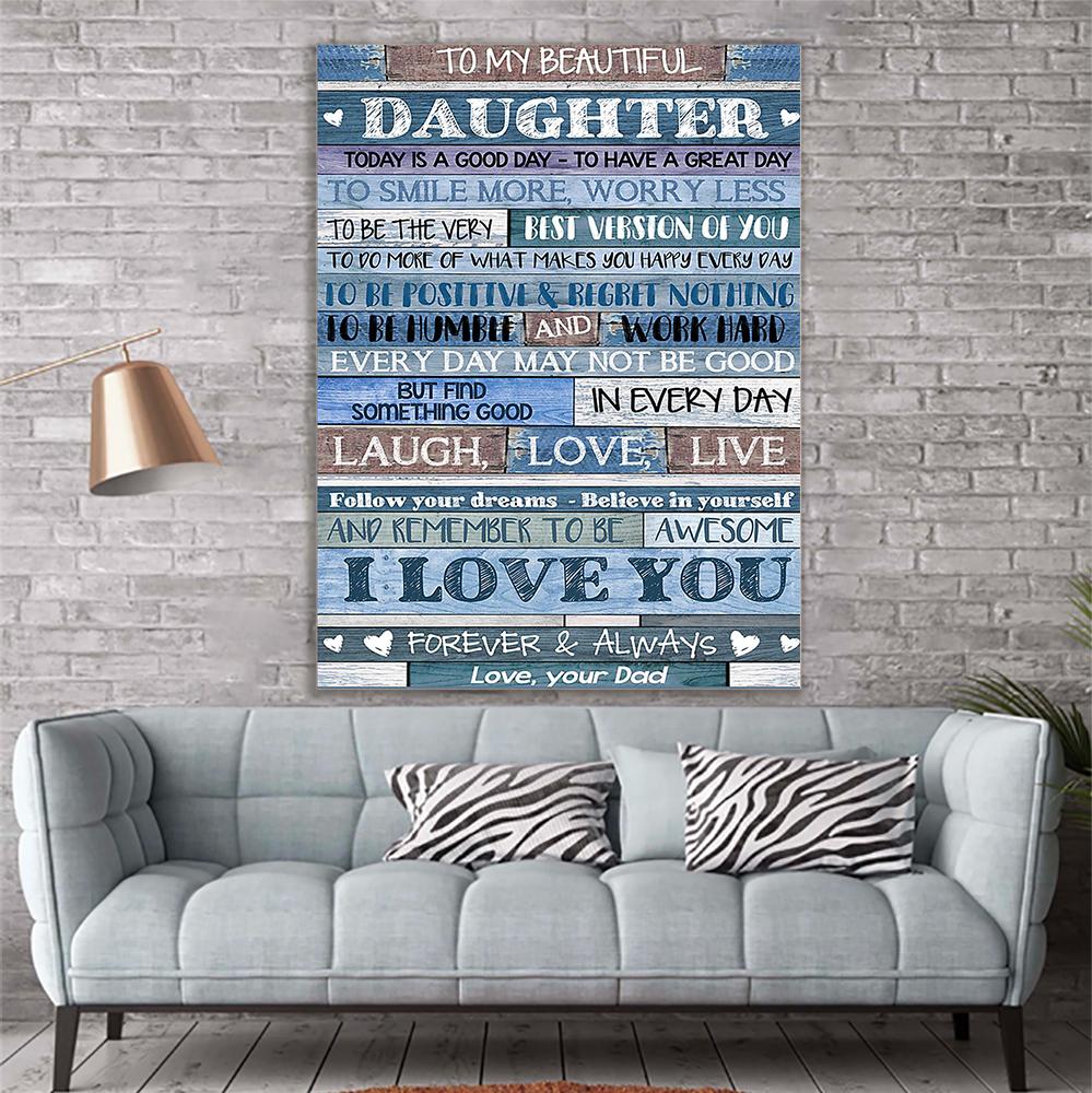 To My Daughter Canvas Prints Wall Art - Matte Canvas-A Loves Gift