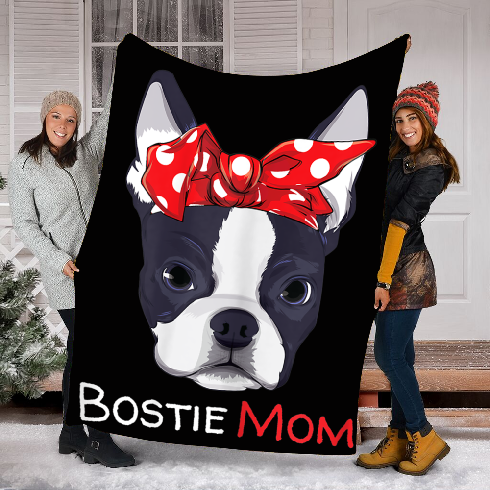 Customs Blanket Boston Terrier Dog Blanket - Perfect Gift For Mom - Fleece Blanket-A Loves Gift