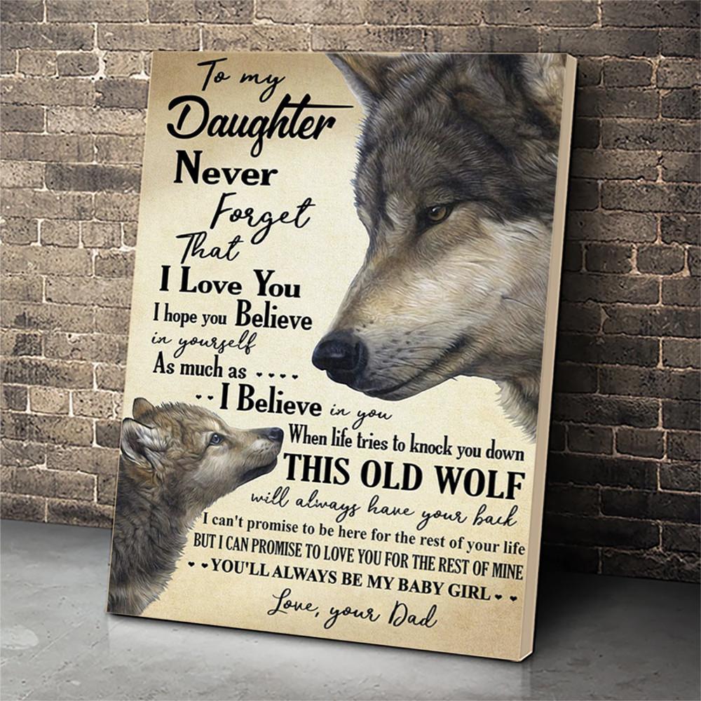 Wolf Canvas Prints Wall Art - To My Daughter - Matte Canvas-A Loves Gift