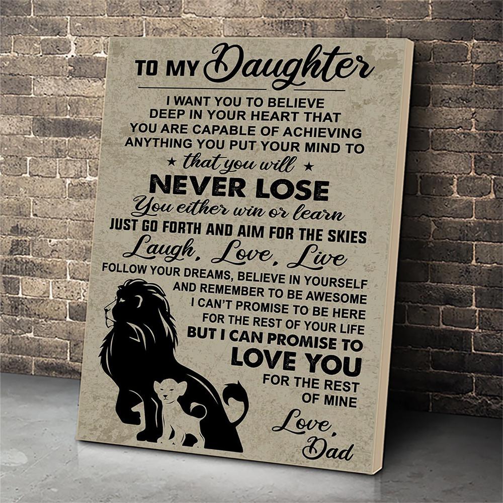 Lion Canvas Prints Wall Art - Perfect Gift For Daughter - Matte Canvas-A Loves Gift