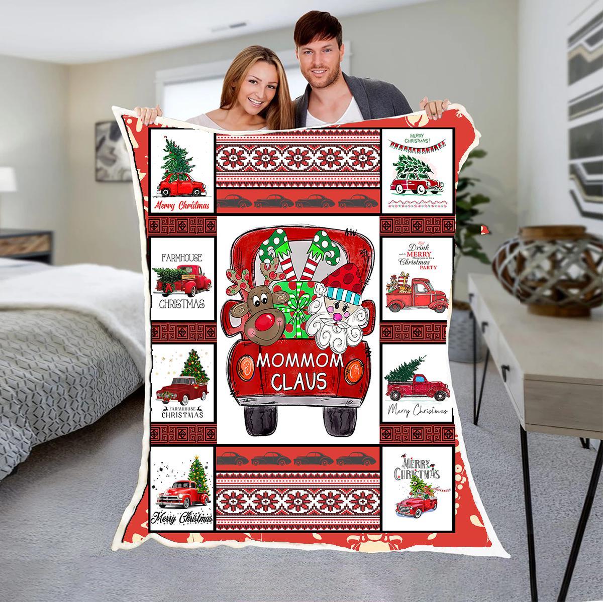 Custom Blankets - MomMom Claus Christmas Blanket - Fleece Blankets-A Loves Gift