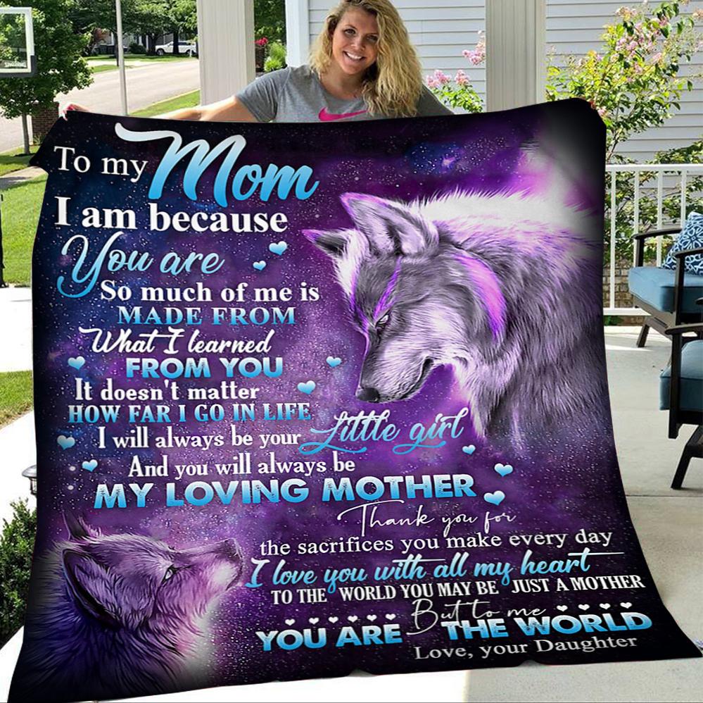 Custom Blanket To My Mom Wolf Blanket - Gift For Mom - Fleece Blanket-A Loves Gift
