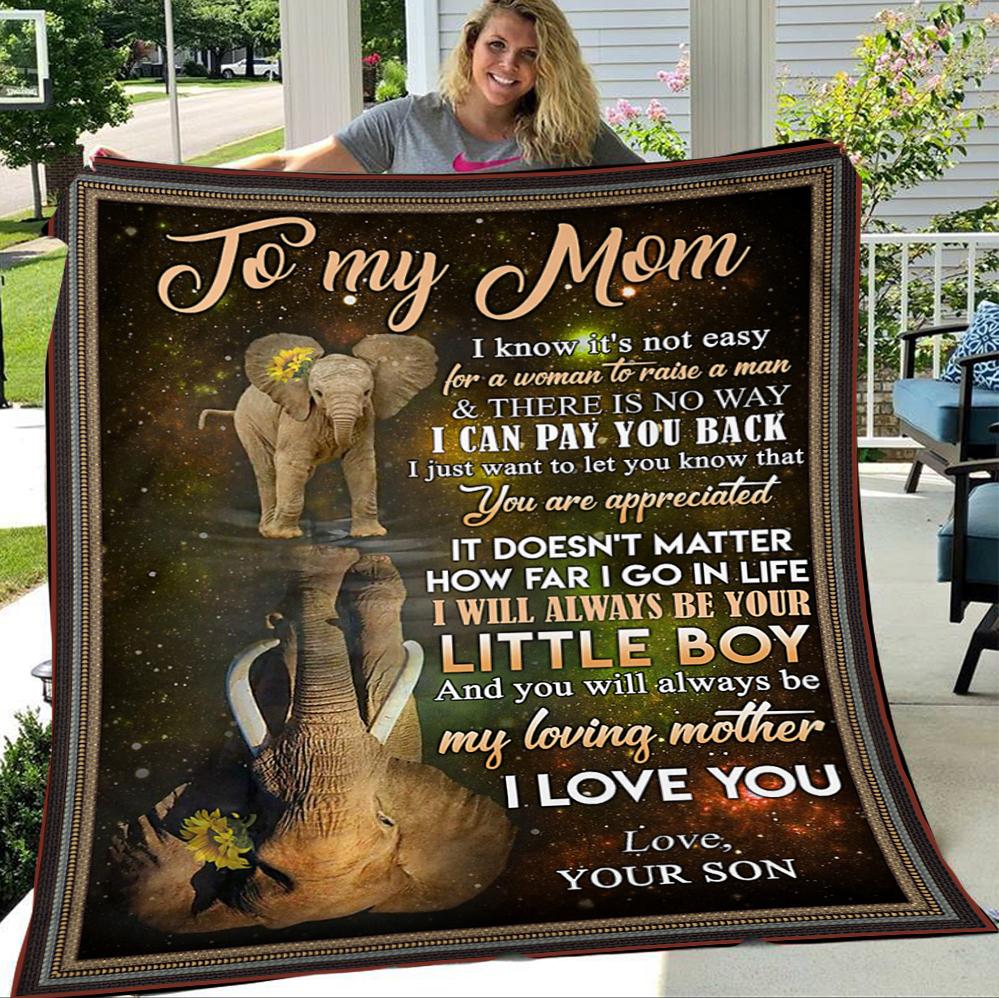 Custom Blanket Elephant To My Mom Blanket - Gift For Mom  - Fleece Blanket-A Loves Gift