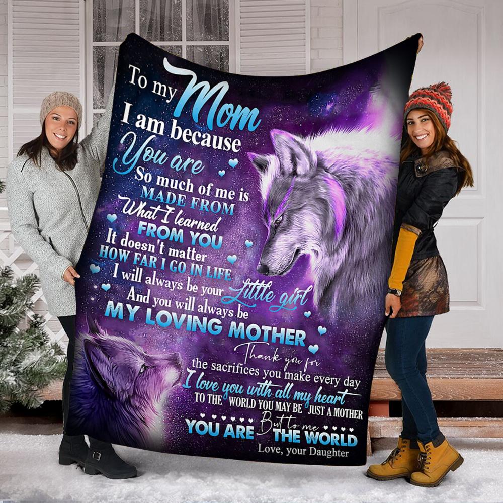 Custom Blanket To My Mom Wolf Blanket - Gift For Mom - Fleece Blanket-A Loves Gift
