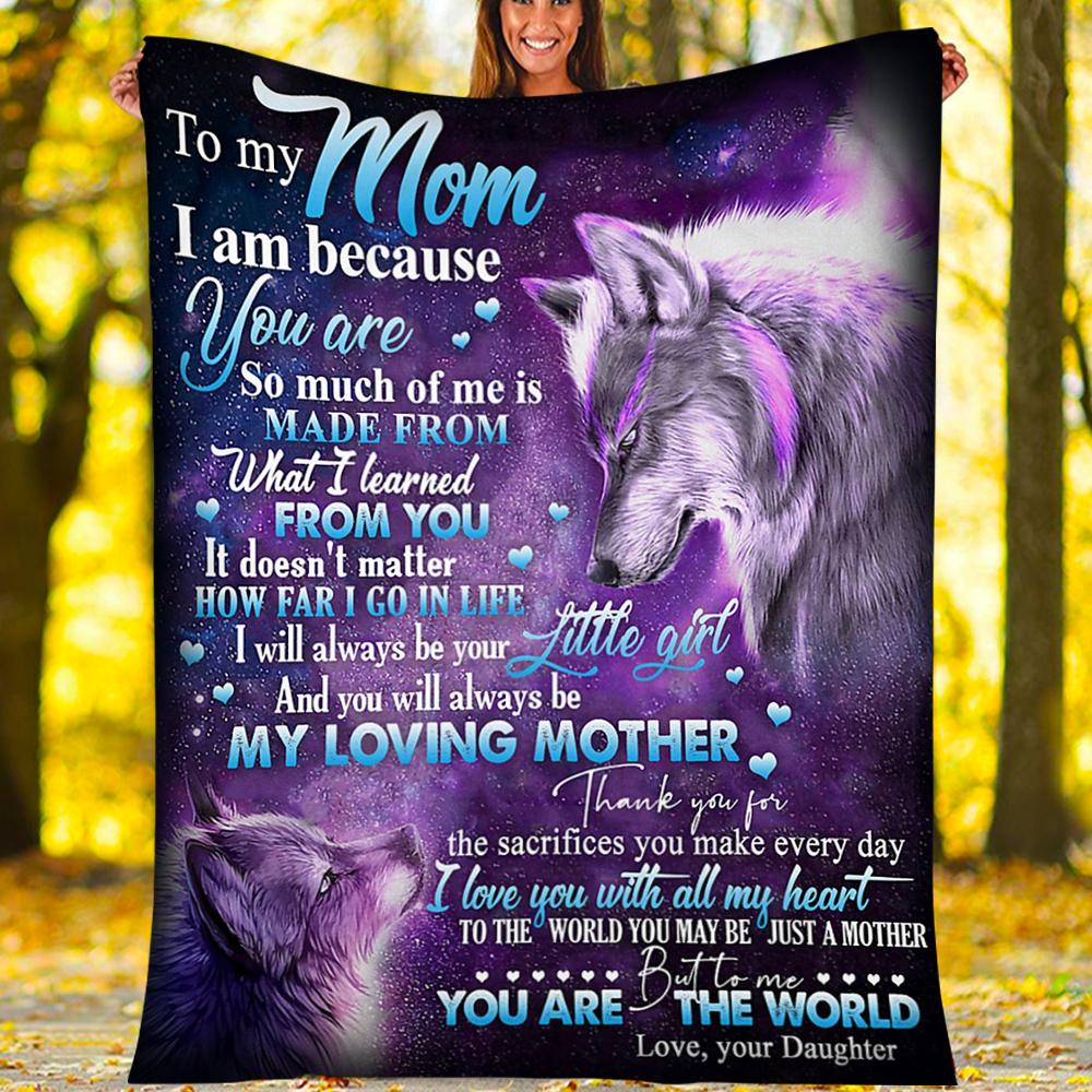 Custom Blanket To My Mom Wolf Blanket - Gift For Mom - Fleece Blanket-A Loves Gift