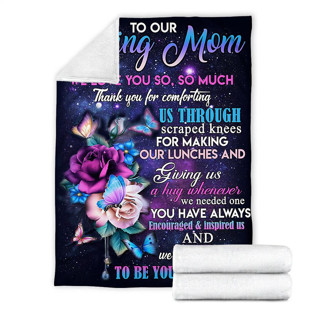 Custom Blanket To Our Loving Mom Blanket - Gift For Mom - Fleece Blanket-A Loves Gift