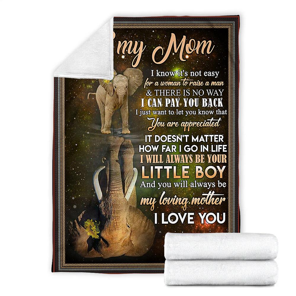 Custom Blanket Elephant To My Mom Blanket - Gift For Mom  - Fleece Blanket-A Loves Gift