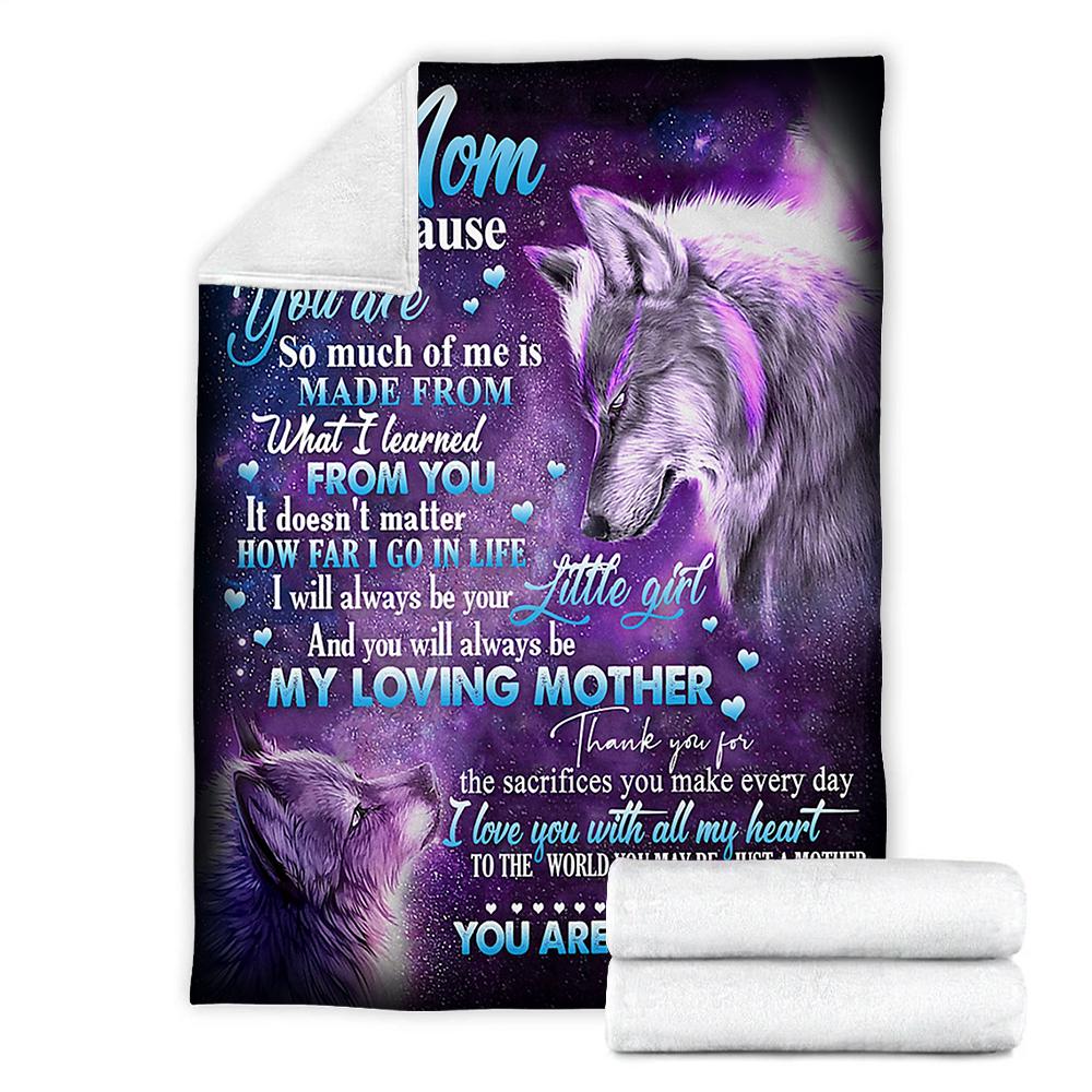 Custom Blanket To My Mom Wolf Blanket - Gift For Mom - Fleece Blanket-A Loves Gift
