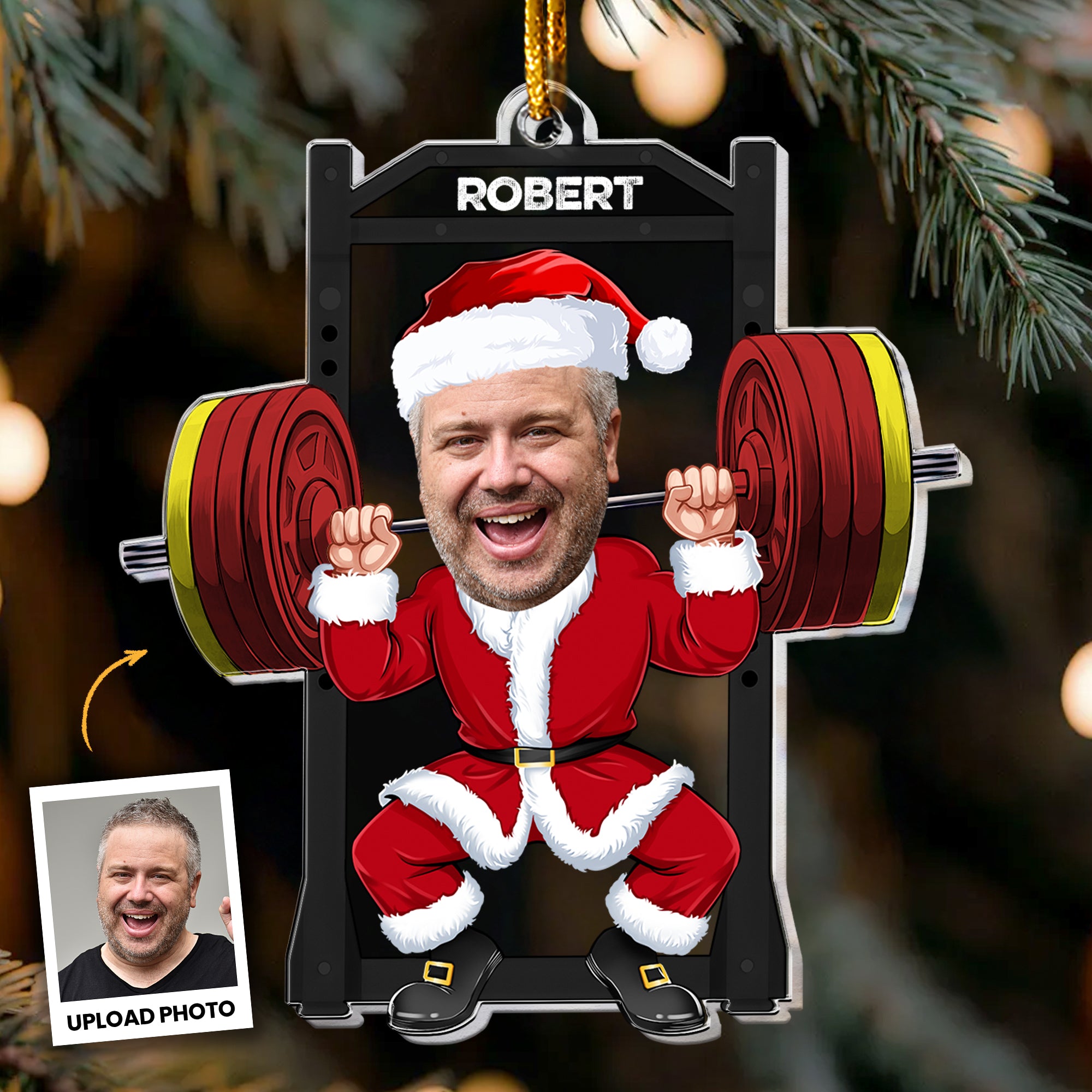 Gym Workout Weight Lifting Funny - Personalized Acrylic Photo Ornament