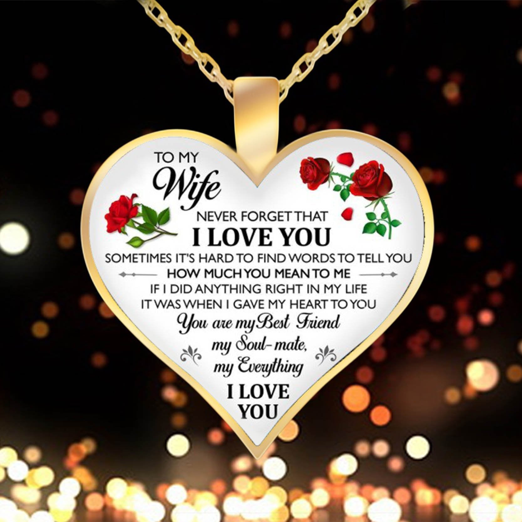 Heart Pendant Necklace Letter To My Wife-A Loves Gift