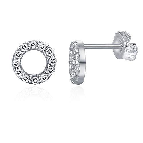 6mm Pave Disc Stud Earring with Swarovski Crystals - 14K White Gold Plated, Earring, Riakoob Jewelry, Riakoob Jewelry  jewelryjewelry deals, swarovski crystal jewelry, groupon jewelry,, jewelry for mom,