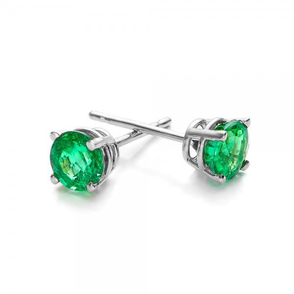 Green Swarovski Crystal 6mm Stud Earring 14K White Gold Plated - 1.00 CT, Earring, Riakoob Jewelry, Riakoob Jewelry  jewelryjewelry deals, swarovski crystal jewelry, groupon jewelry,, jewelry for mom,