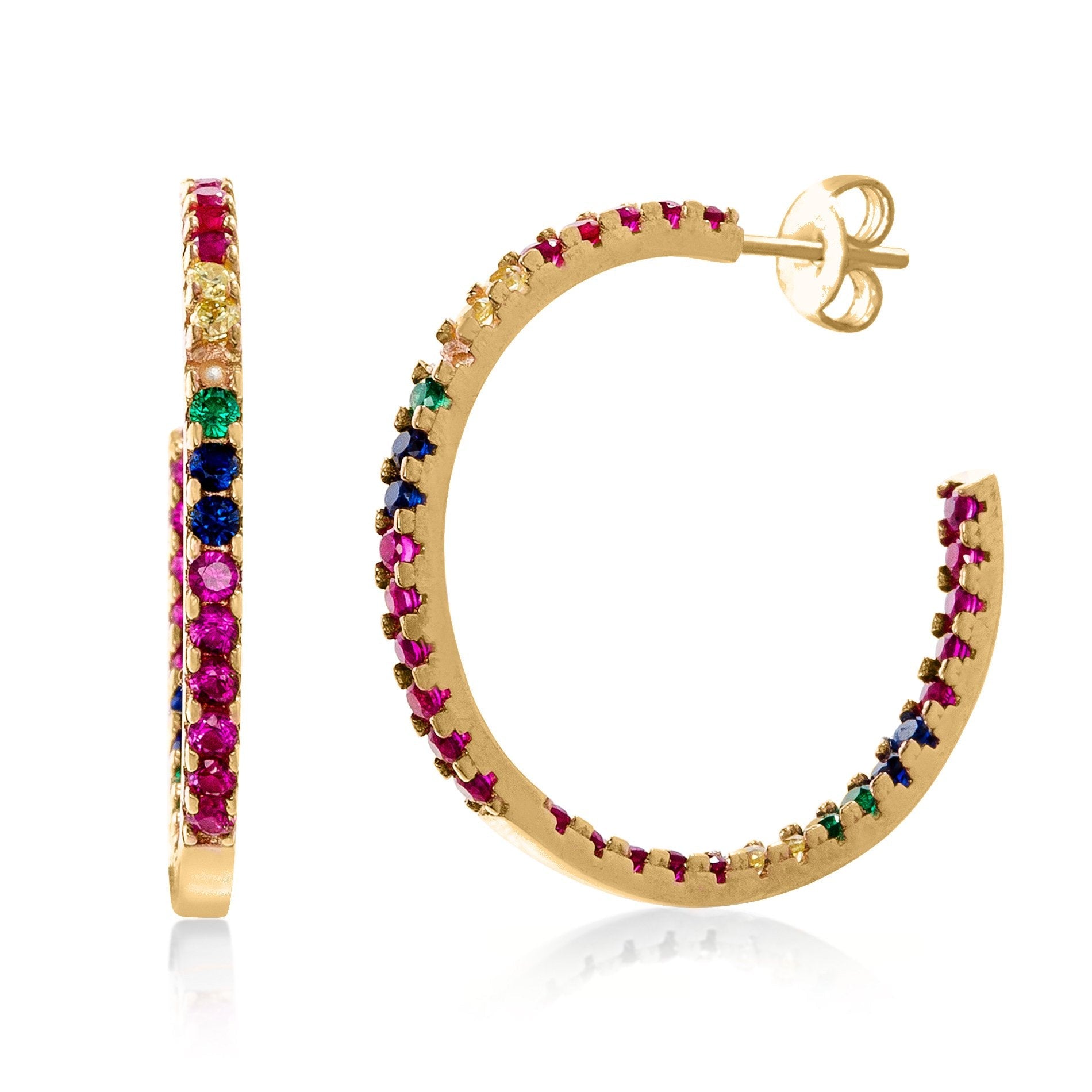 Candy Lover Rainbow Pave Swarovski Hoop Earring (3 Colors available), Earring, Riakoob Jewelry, Riakoob Jewelry  jewelryjewelry deals, swarovski crystal jewelry, groupon jewelry,, jewelry for mom,