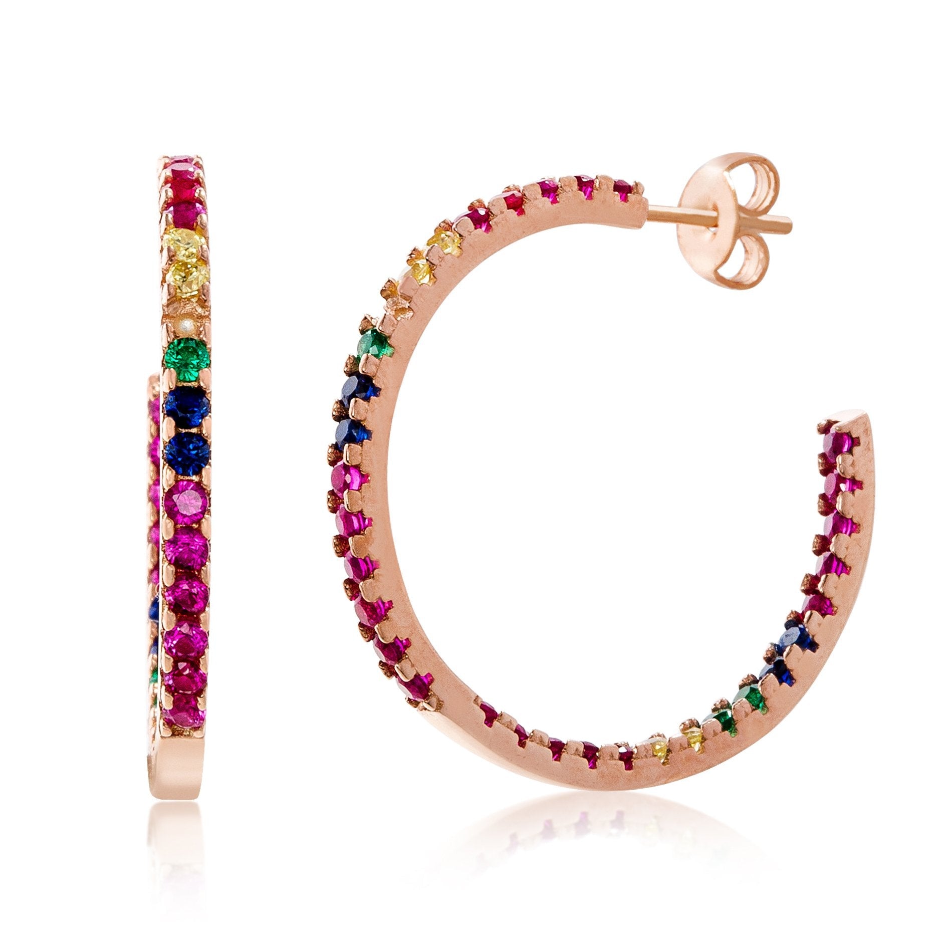 Candy Lover Rainbow Pave Swarovski Hoop Earring (3 Colors available), Earring, Riakoob Jewelry, Riakoob Jewelry  jewelryjewelry deals, swarovski crystal jewelry, groupon jewelry,, jewelry for mom,